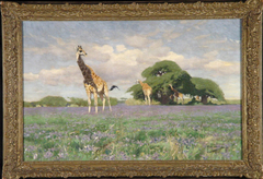 Giraffen in bloeiende Ulanga-vlakte by Wilhelm Kuhnert