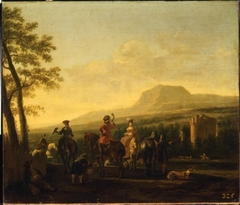 Hunting Scene with a Castle by Gerrit Adriaenszoon Berckheyde