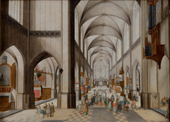 Interior of a Three-Aisled Gothic Church during a Sermon by Pieter Neeffs