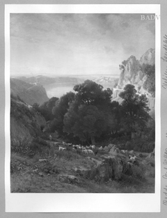 italian landscape with lake by Karl Gustav Rodde