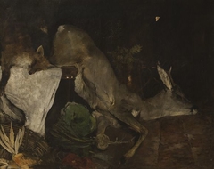 Jagdstillleben mit Fuchs und Rehbock by Georg Berger