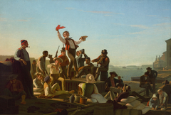 Jolly Flatboatmen in Port by George Caleb Bingham