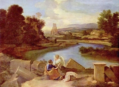 Landscape with St Matthew and the Angel by Nicolas Poussin