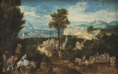 Landscape with the Flight into Egypt by Herri met de Bles