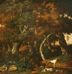 Landscape with Two Hunting Dogs by Abraham Begeyn