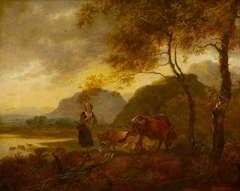 Landscape wth Milkmaid and Cattle in the foreground by Anonymous