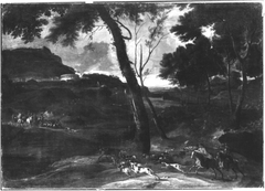 Landschaft mit Hirschjagd by Lucas Achtschellinck