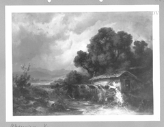 Landschaft mit Schmiede und Wasserfall by Carl Schweninger der Ältere