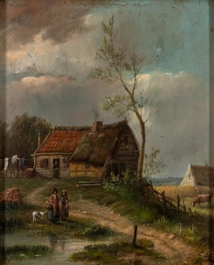 Landschap met arbeiderswoning by Elias David Gans