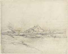 Landschap met vaart en boerderij by Pieter H.J.J. Ras