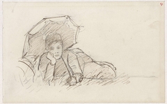 Liggende vrouw met parasol by Jozef Israëls