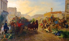 Market Scene, Sansome Street, San Francisco by Carl Wilhelm Hahn