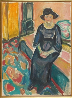 Model with Hat, Seated on the Couch by Edvard Munch