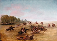 Mounted War Party Scouring a Thicket by George Catlin