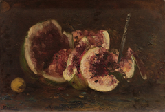 Nature morte aux pastèques et couteau by Félix Ziem