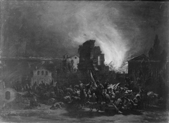 Nocturnal Fire and Looting in a Town by Egbert van der Poel