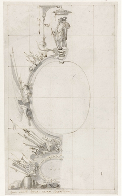 Ontwerp voor een glasraam met een cartouche by Pieter Jansz