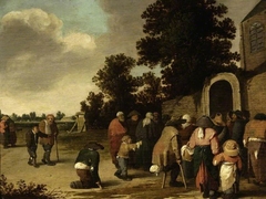 Outside an Alms-house by Pieter de Bloot