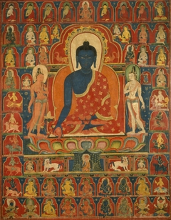 Painted Banner (Thangka) with the Medicine Buddha (Bhaishajyaguru) by Central Tibet