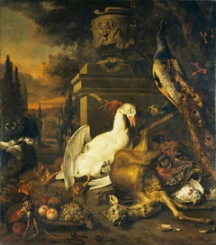 Peacock, Dead Game and Monkey by Jan Weenix