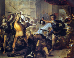 Perseus turning Phineas and his Followers to Stone by Luca Giordano