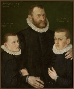 Portrait of a man with his two sons. by Anonymous