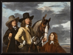 Portrait of Willem Everwijn with his Horse and Two Huntsmen by Ludolf Leendertsz de Jongh