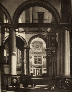 Protestant church interior by Emanuel de Witte