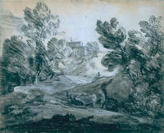 Recto:)Winding Lane With Peasants And Cattle (Versolandscape Sketch) by Thomas Gainsborough - Thomas Gainsborough - ABDAG002415 by Thomas Gainsborough