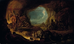 Rich man descending into hell by Cornelis Saftleven