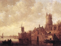 River Landscape with Windmill and Ruined Castle by Jan van Goyen