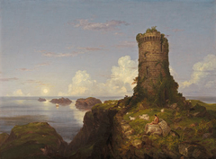 Romantic Landscape with Ruined Tower by Thomas Cole