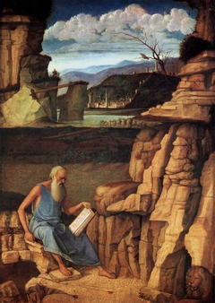 Saint Jerome reading in a Landscape by Giovanni Bellini