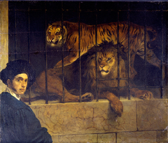 Self-portrait with Tiger and Lion by Francesco Hayez