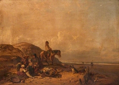 Shore Scene with Figures by Charles Louis Mozin