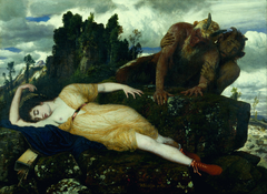 Sleeping Diana Watched by Two Fauns by Arnold Böcklin