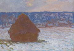 Stack of Wheat (Snow Effect, Overcast Day) by Claude Monet