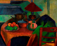 Still Life with Lamp by Bohumil Kubišta