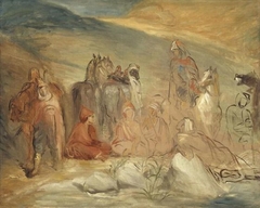 Stop of spahis at a source by Théodore Chassériau