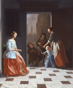 Street Musicians at the Door by Jacob Ochtervelt