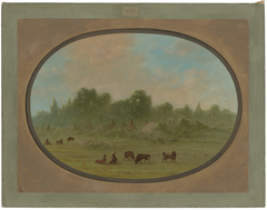 Tawahquena Village by George Catlin