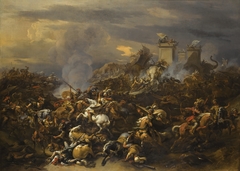 The army of Porus and its elephants are conquered by Alexander by Nicolaes Pieterszoon Berchem