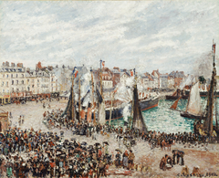 The Fish Market, Dieppe: Grey Weather, Morning by Camille Pissarro