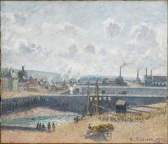 The Fishing Port, Dieppe, Low Tide, Plumes of Smoke by Camille Pissarro