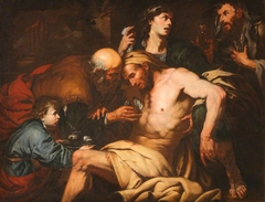 The Good Samaritan attending the Wounded Traveller at the Inn by Giovan Battista Langetti