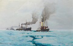 The Icebreaker Væderen at work in the winter of 1922 by Emanuel Petersen