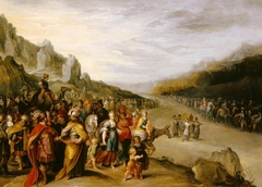 The Israelites passing over the Jordan with the Ark of Covenant by after Frans Francken II