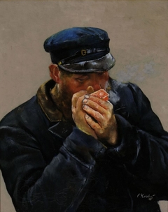 The pilot is having a cigarette by Christian Krohg