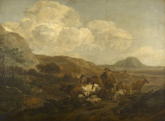 Two Shepherds Driving their Flocks and Herds by Nicolaes Pieterszoon Berchem