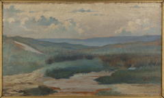 Une mare dans les dunes, le soir, Siouville by Alphonse Osbert